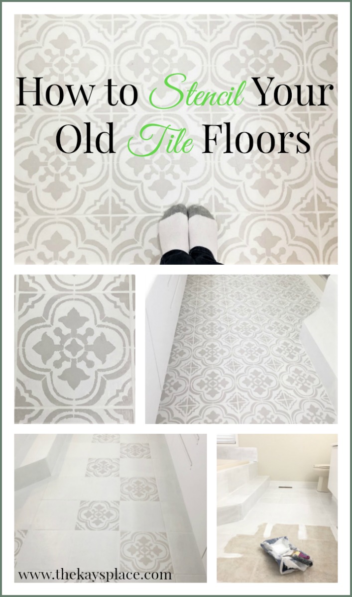 How I Painted and Stenciled My Old Outdated Tile Floor (356 x 604 Pixel)